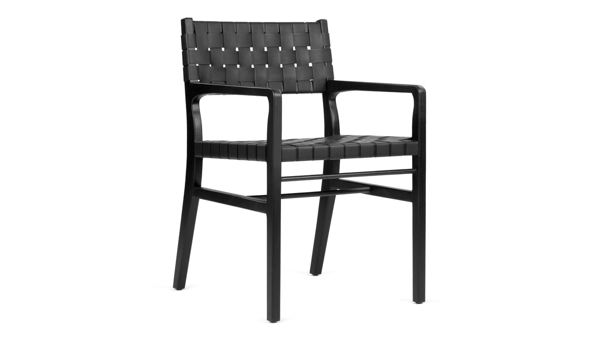 Anci - Anci Armchair, Black Vegan Leather and Black Ash