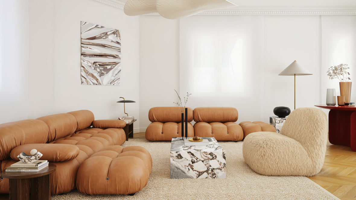 Bellini Large Sectional - Mario Bellini Large Sectional, Right Corner, Tan Vegan Leather