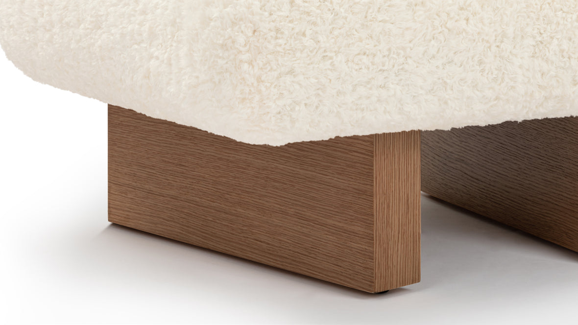 Jia - Jia Ottoman, White Vegan Sheepskin