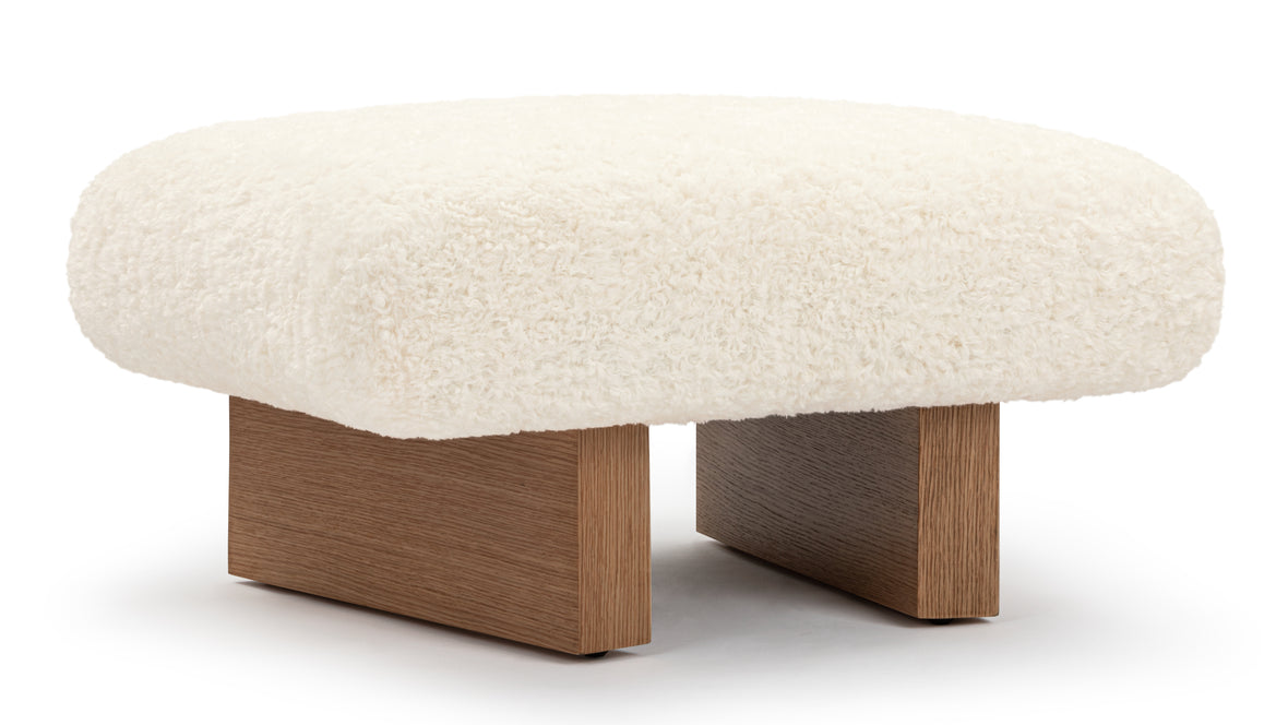 Emmy - Emmy Ottoman, White Vegan Sheepskin