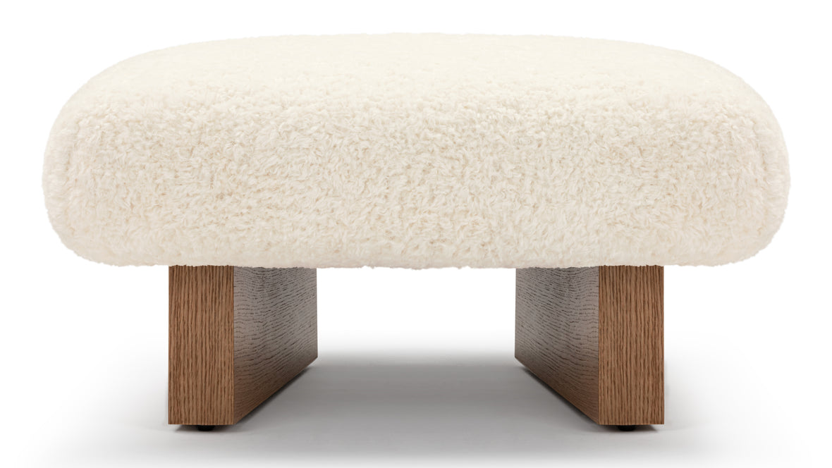 Jia - Jia Ottoman, White Vegan Sheepskin