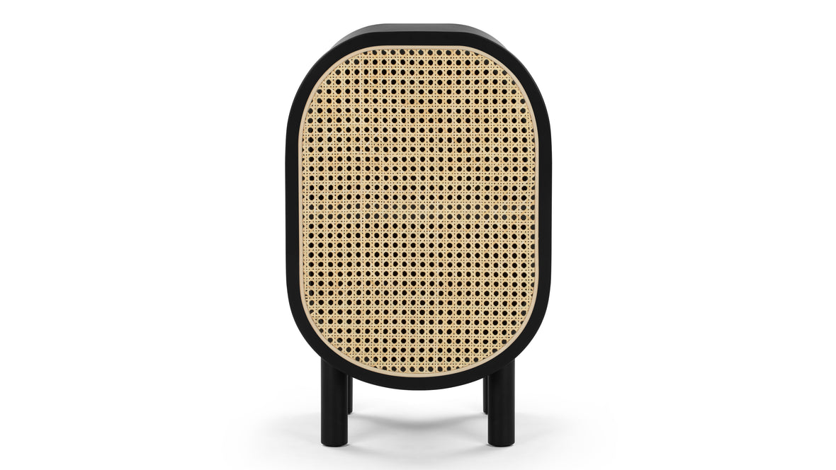 Oma - Oma Side Table, Black with Natural Rattan