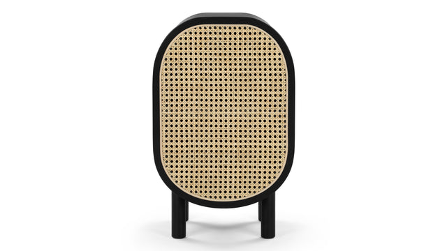 Oma - Oma Side Table, Black with Natural Rattan