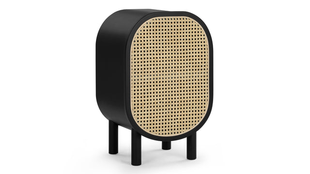 Oma - Oma Side Table, Black with Natural Rattan