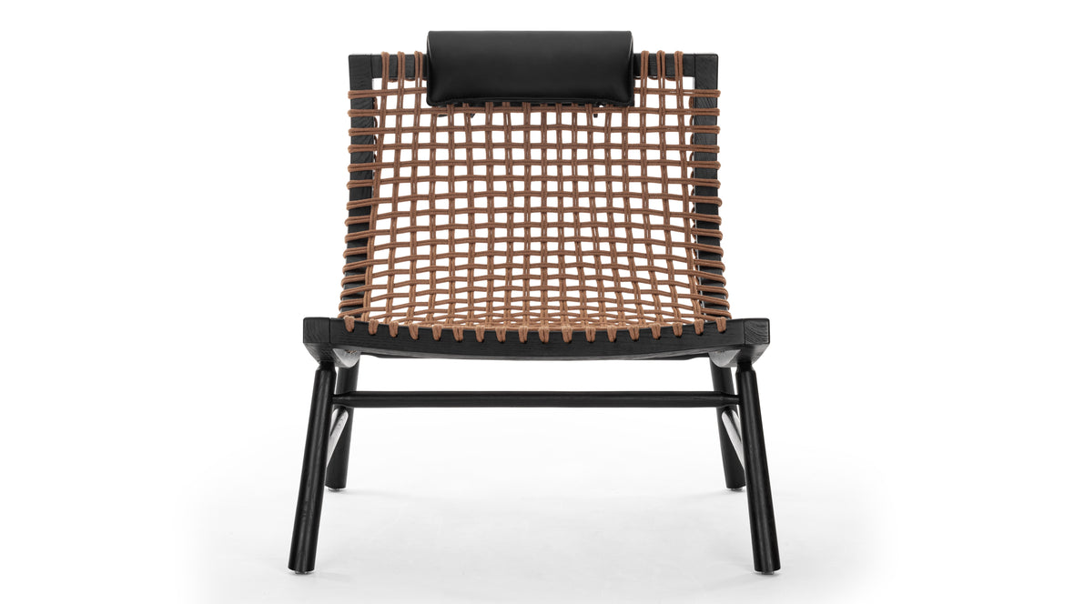 Suko - Suko Lounge Chair, Natural Cord and Ink Black Vegan Leather