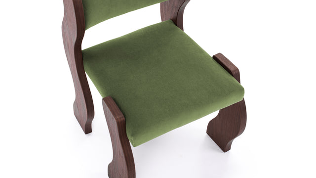 Onda - Onda Side Chair, Deep Olive Velvet and Walnut