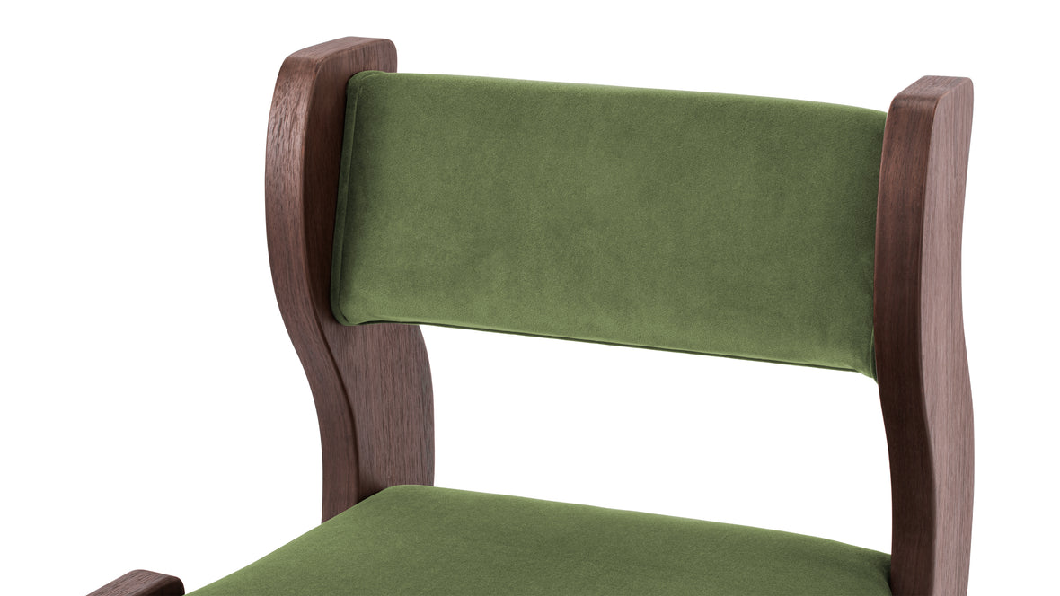 Onda - Onda Side Chair, Deep Olive Velvet and Walnut