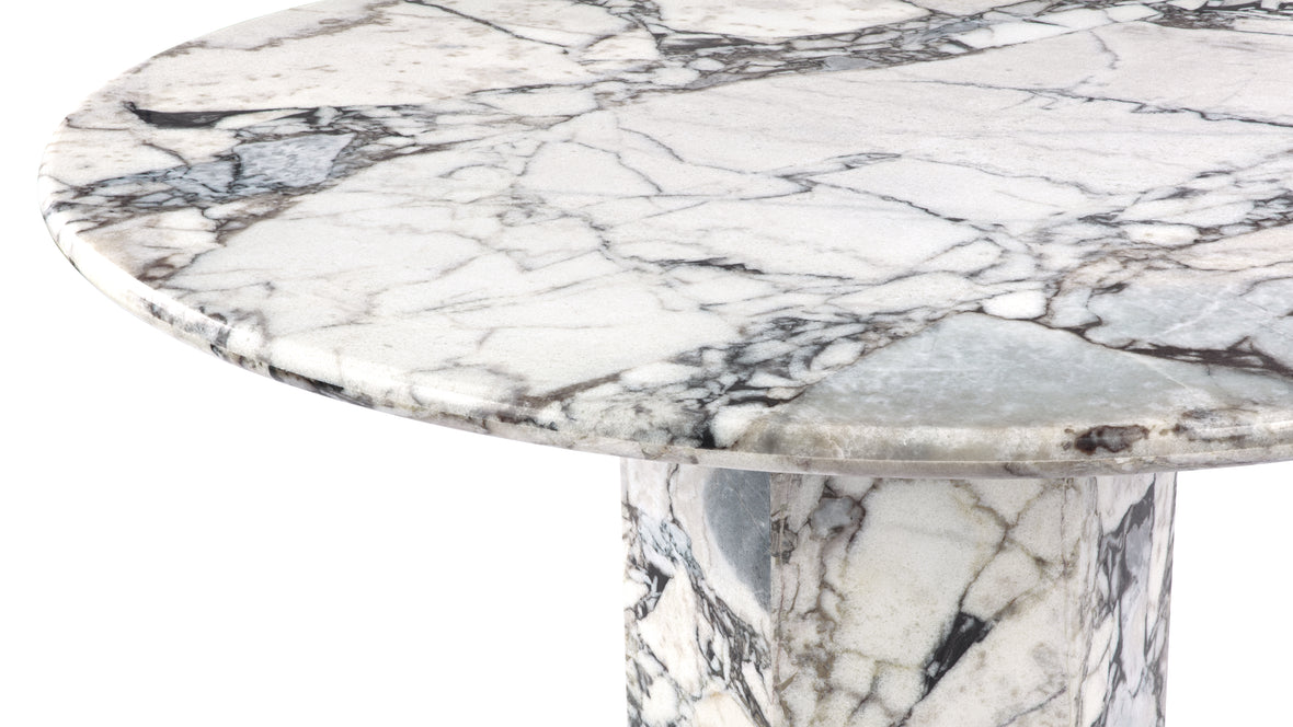 Saga - Saga Round Dining Table, Modellato Marble, 55in