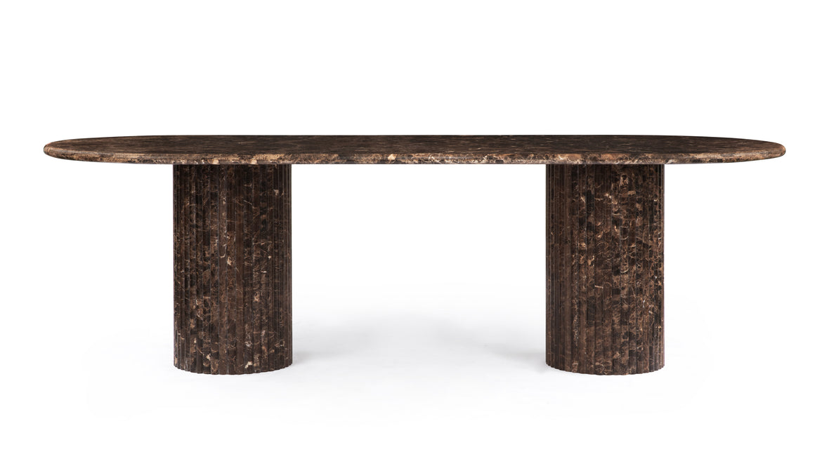 Saturn - Saturn Oval Dining Table, Dark Emperador Marble, 98in