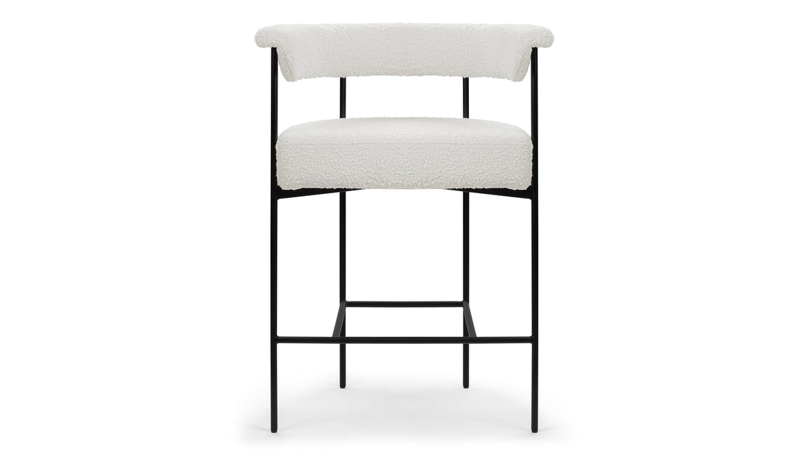 Mei - Mei Counter Stool, Warm White Boucle, Seat Height 26.5in