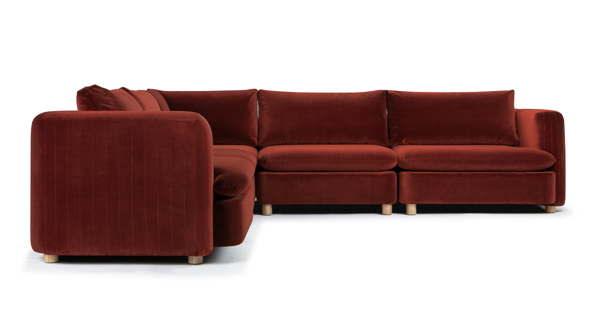 Morrell - Morrell Sectional, Left Corner, Garnet Velvet