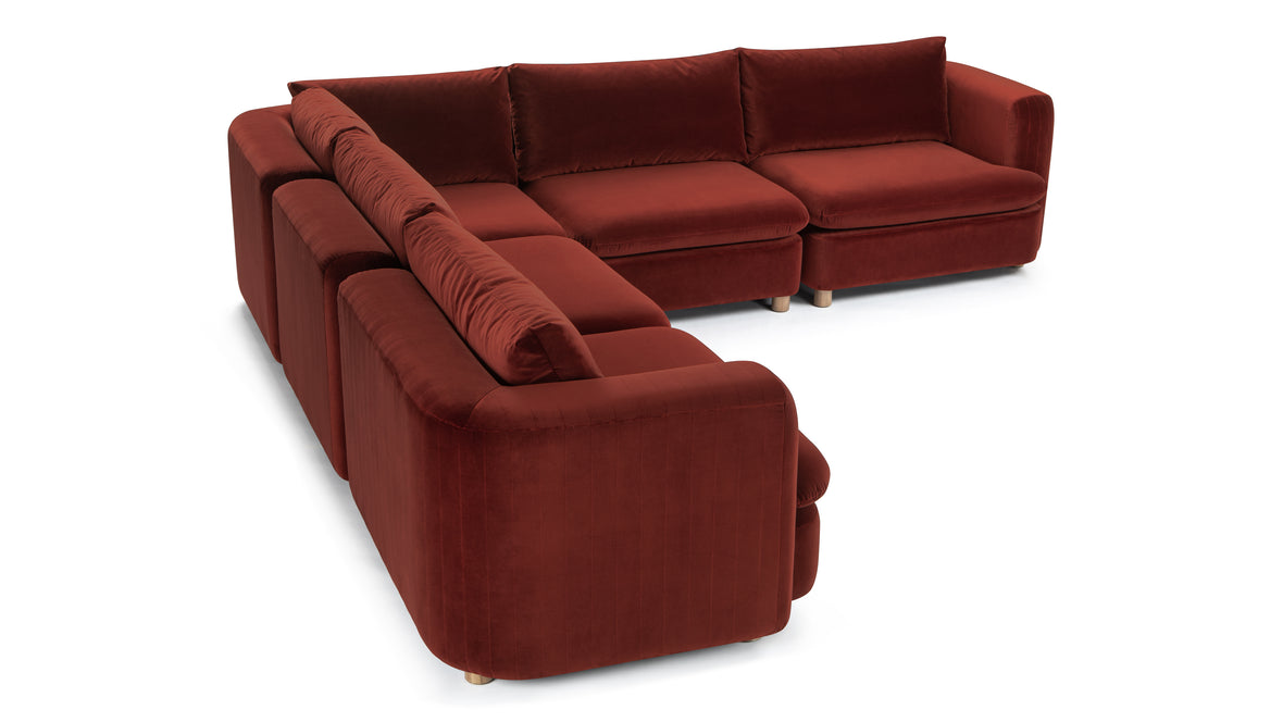 Morrell - Morrell Sectional, Left Corner, Garnet Velvet