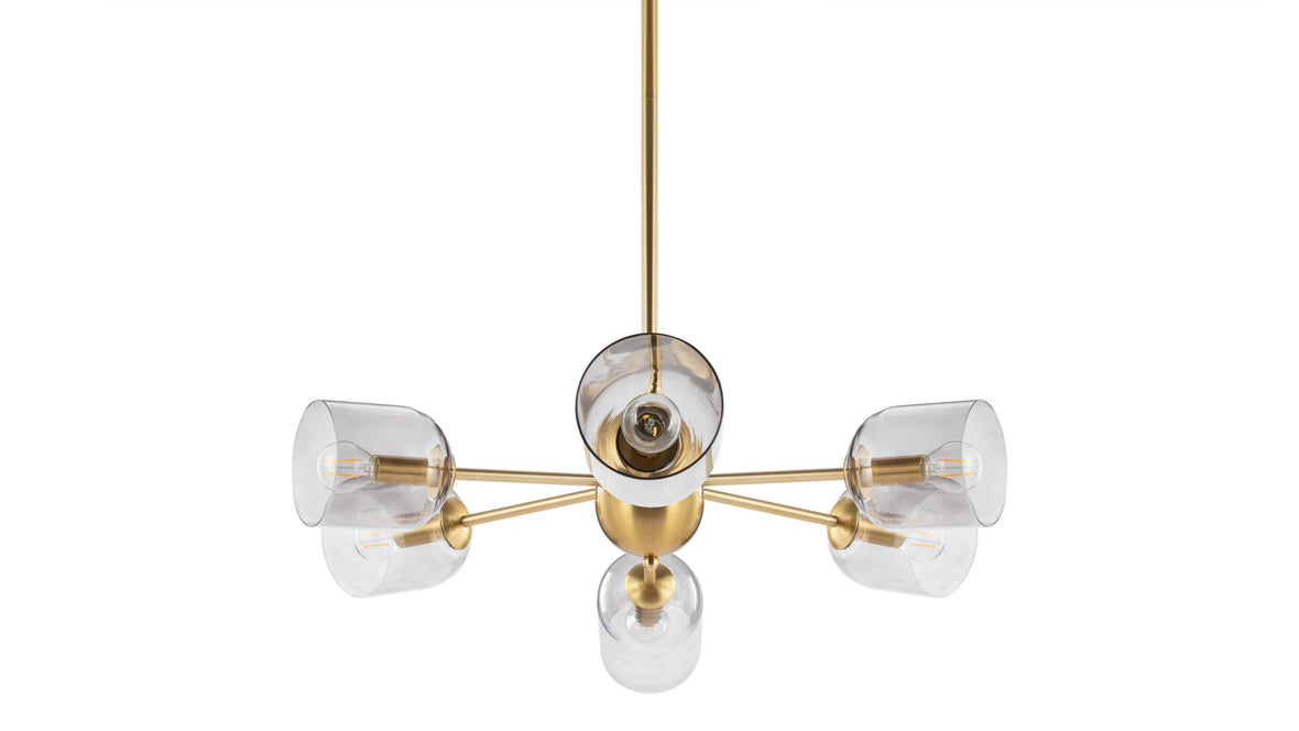 Grace - Grace Chandelier, Brass and Smoked Glass