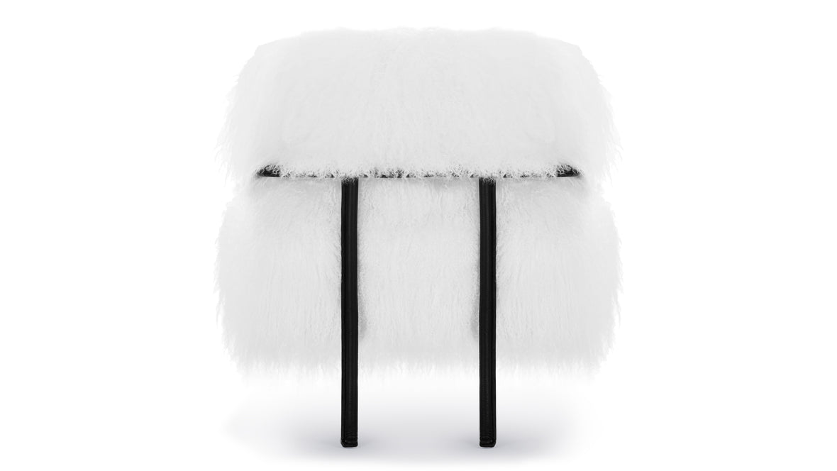 Brussels - Brussels Lounge Chair, White Faux Mongolian Fur
