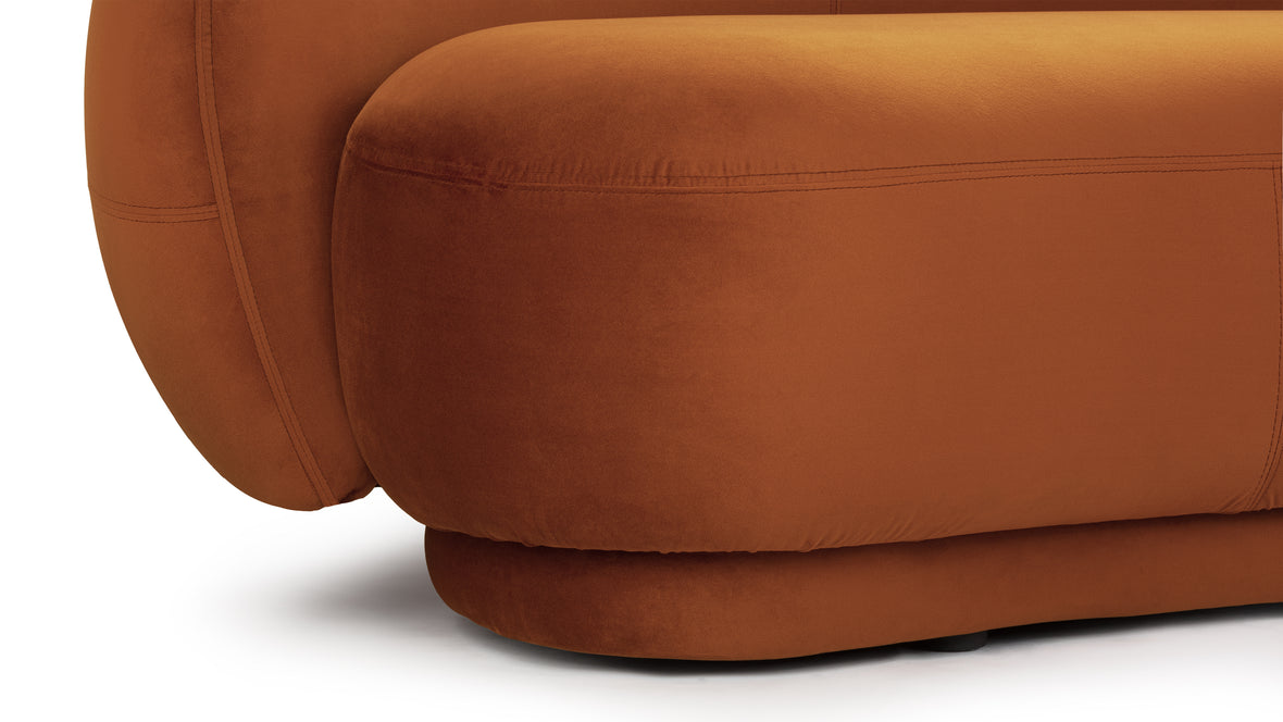 Julep - Julep Sofa, Burnt Orange Velvet