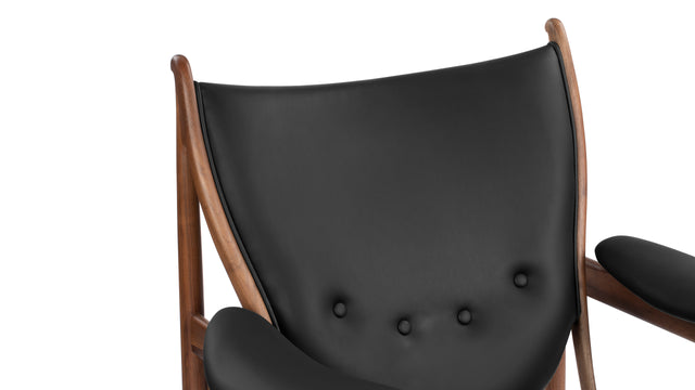 Chieftain - Chieftain Chair, Deep Black Vegan Leather and Walnut