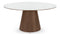 Cella - Cella Dining Table, White Glass and Walnut, 63in