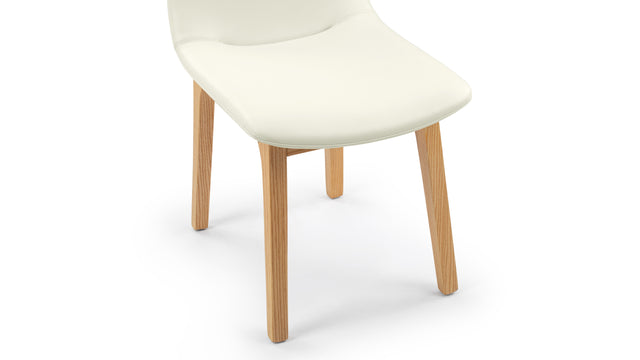 LeBlanc - LeBlanc Side Chair, Eggshell Vegan Leather and Natural Ash