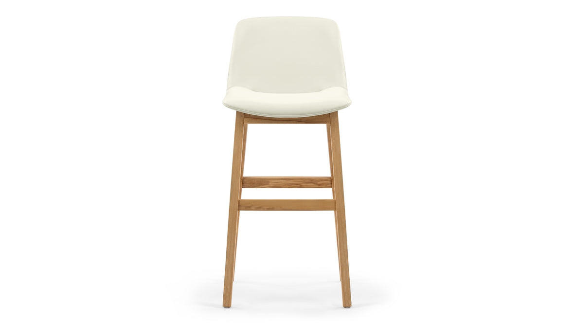 LeBlanc - LeBlanc Bar Stool, Eggshell Vegan Leather and Natural Ash