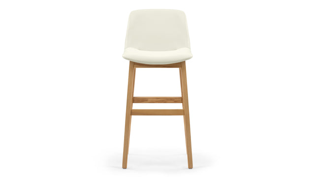 LeBlanc - LeBlanc Bar Stool, Eggshell Vegan Leather and Natural Ash