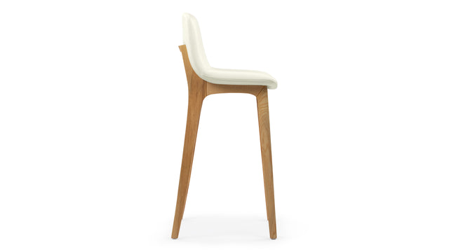 LeBlanc - LeBlanc Bar Stool, Eggshell Vegan Leather and Natural Ash