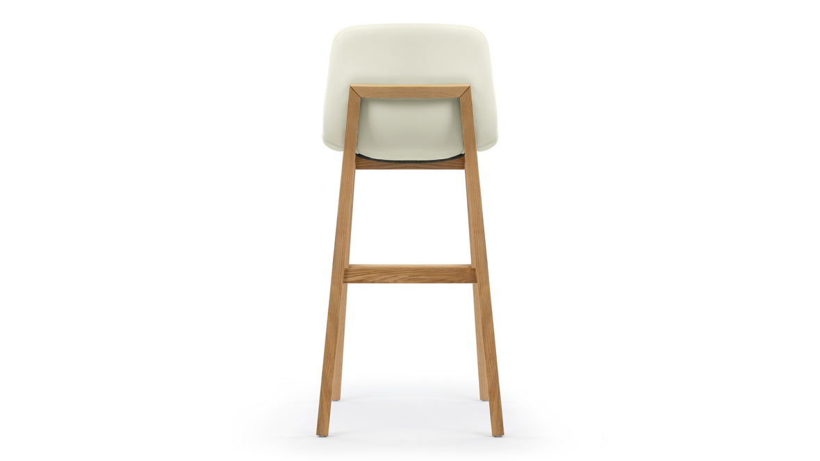 LeBlanc - LeBlanc Bar Stool, Eggshell Vegan Leather and Natural Ash