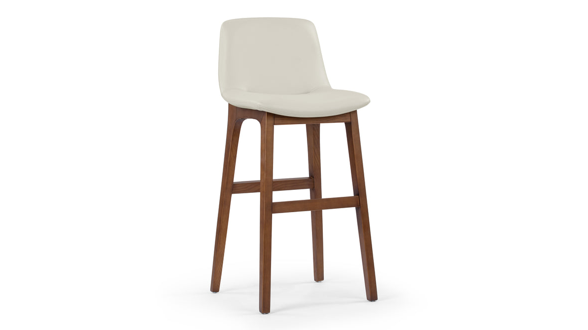 LeBlanc - LeBlanc Bar Stool, Taupe Vegan Leather and Walnut