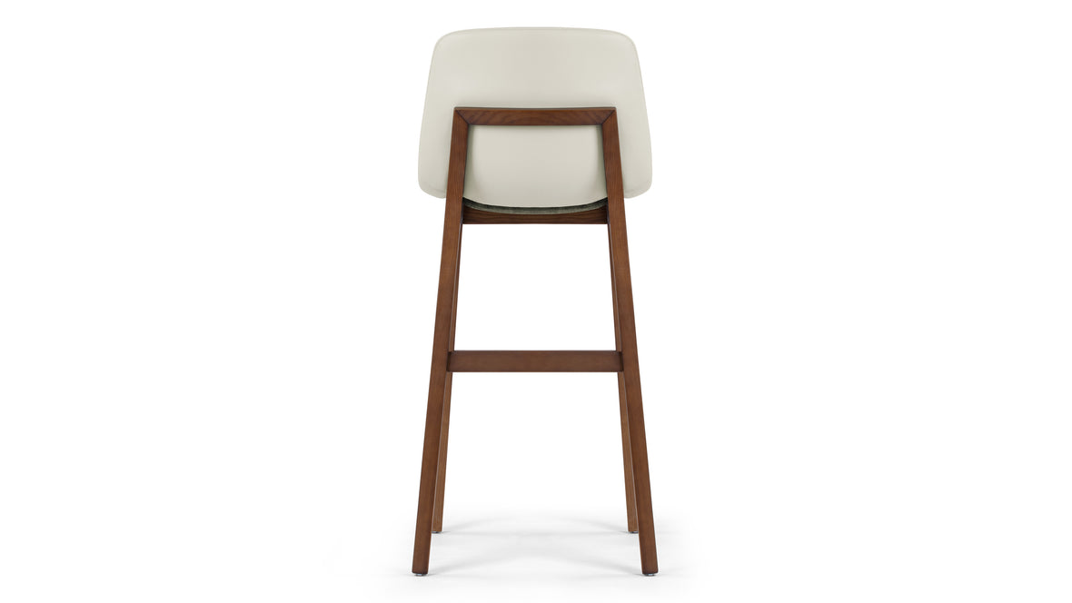 LeBlanc - LeBlanc Bar Stool, Taupe Vegan Leather and Walnut