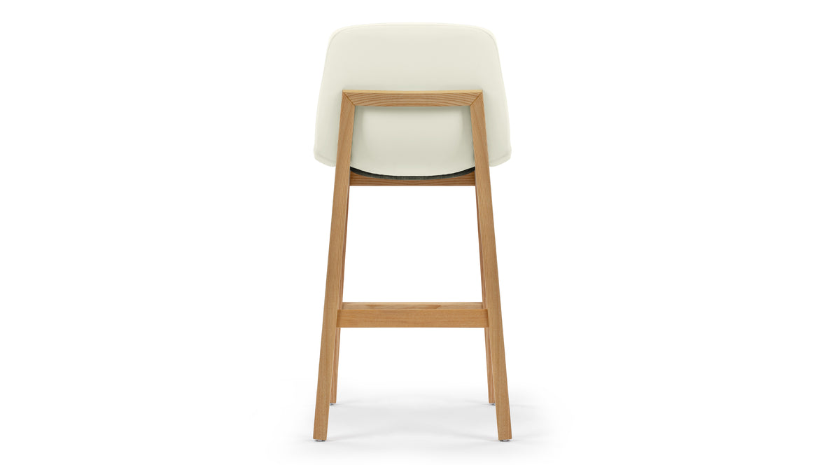 LeBlanc - LeBlanc Counter Stool, Eggshell Vegan Leather and Natural Ash