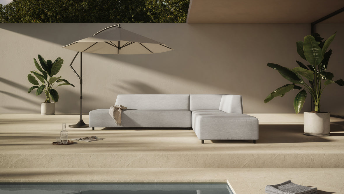 Acqua - Acqua Outdoor Sectional Module, Sofa, Right, Dove Gray Performance Weave