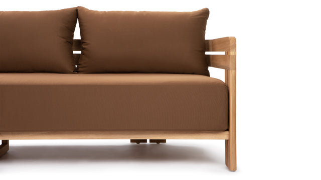 Lusso - Lusso Outdoor Sofa, Natural Teak with Mocha Cushions