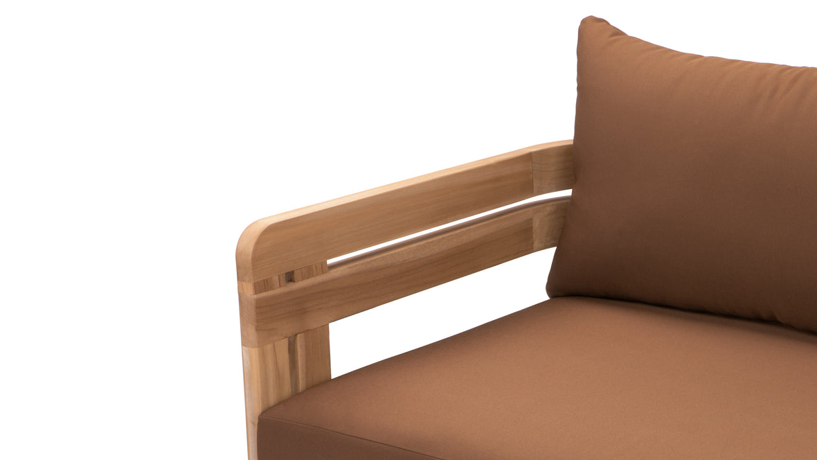 Lusso - Lusso Outdoor Sofa, Natural Teak with Mocha Cushions