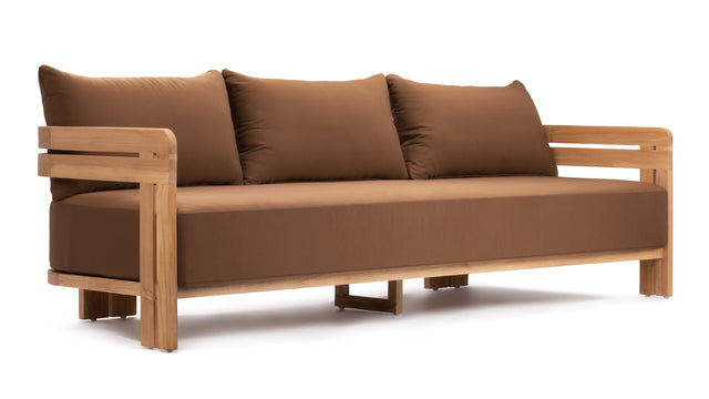 Lusso - Lusso Outdoor Sofa, Natural Teak with Mocha Cushions