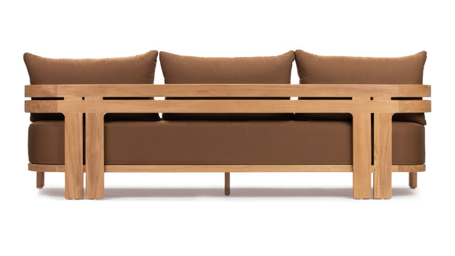 Lusso - Lusso Outdoor Sofa, Natural Teak with Mocha Cushions