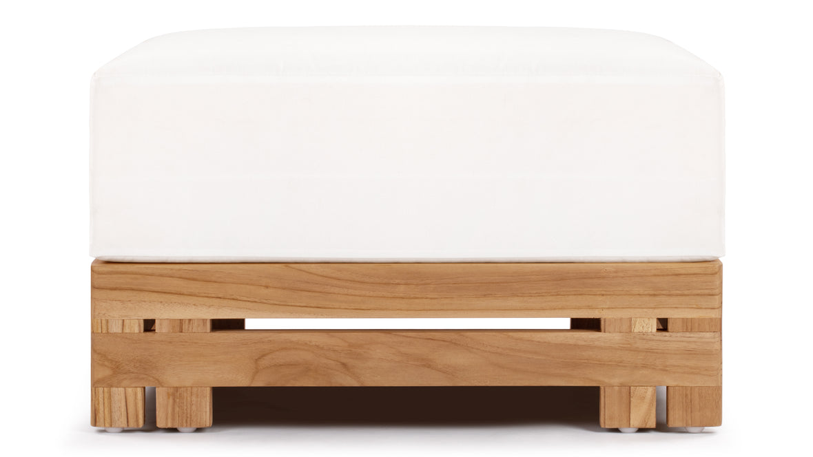 Lusso - Lusso Outdoor Ottoman, Natural Teak with White Cushion