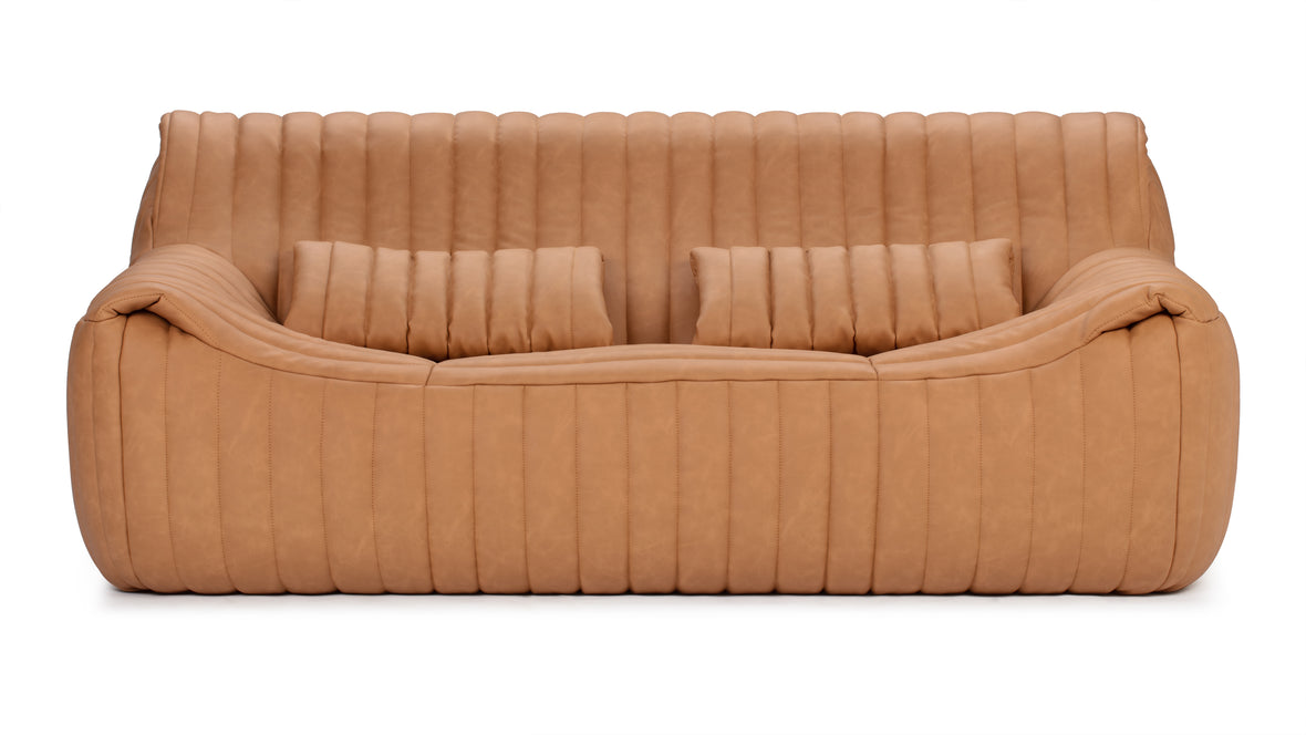 Sandra - Sandra Two Seater Sofa, Tan Vegan Leather