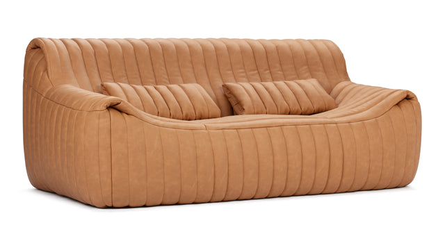 Sandra - Sandra Two Seater Sofa, Tan Vegan Leather