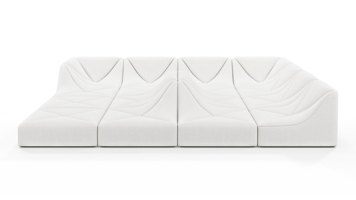 Wave - Wave Sectional Sofa, Large Corner, White Linen