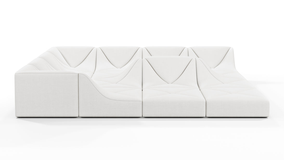 Wave - Wave Sectional Sofa, Large Corner, White Linen