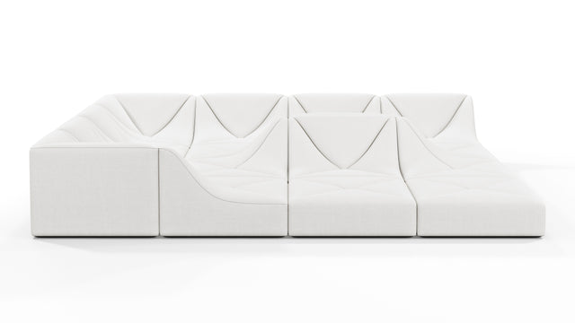 Wave - Wave Sectional Sofa, Large Corner, White Linen