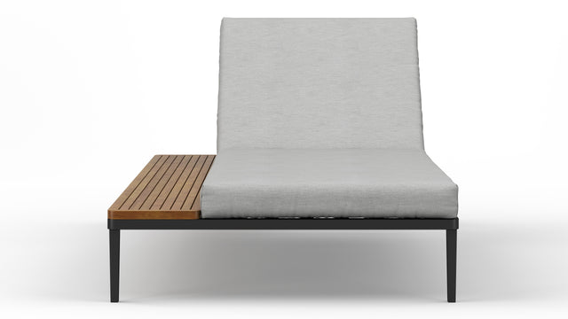 Marcus - Marcus Outdoor Lounger, Dove Gray Performance Weave and Teak