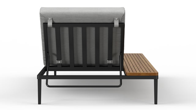 Marcus - Marcus Outdoor Lounger, Dove Gray Performance Weave and Teak