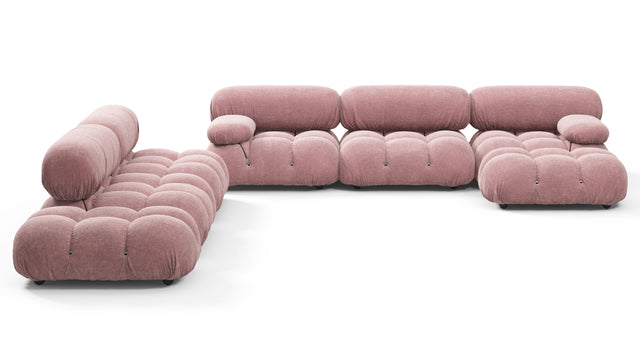 Belia - Belia Large Sectional, Left Corner, Dusty Pink Chenille