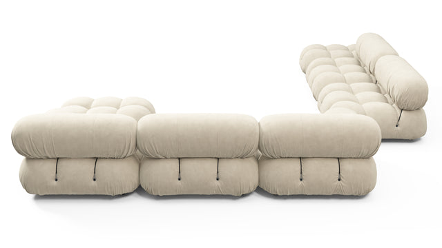 Belia - Belia Large Sectional, Left Corner, Eggshell Vegan Suede