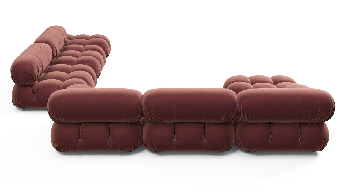 Belia - Belia Large Sectional, Right Corner, Maroon Velvet