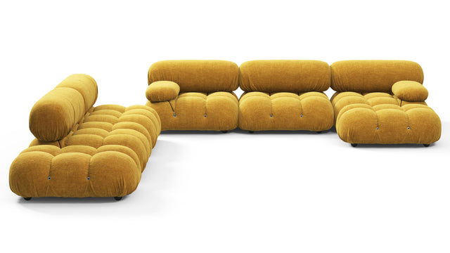 Belia - Belia Large Sectional, Left Corner, Mustard Yellow Chenille