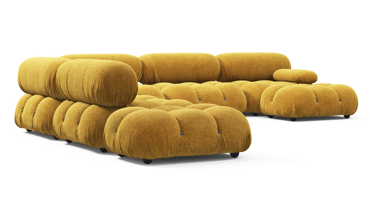 Belia - Belia Large Sectional, Left Corner, Mustard Yellow Chenille