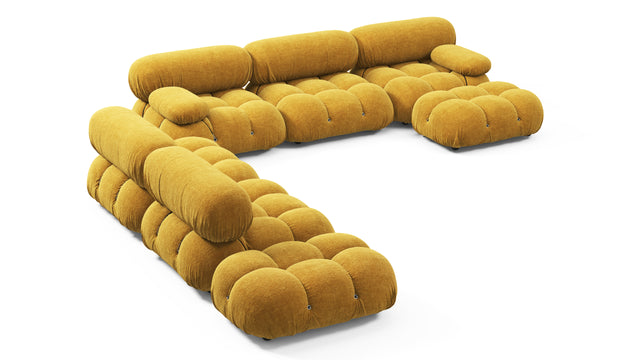 Belia - Belia Large Sectional, Left Corner, Mustard Yellow Chenille