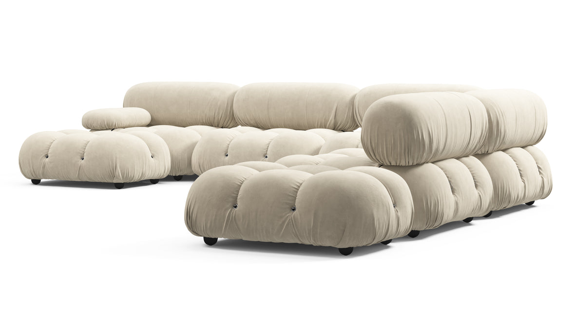 Belia - Belia Large Sectional, Right Corner, Eggshell Vegan Suede