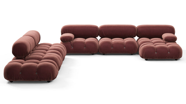 Belia - Belia Large Sectional, Left Corner, Maroon Velvet